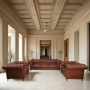 Amelia 5 Seater Sofa Set Tan Color – Chesterfield 3+1+1 Sofa by Vassio