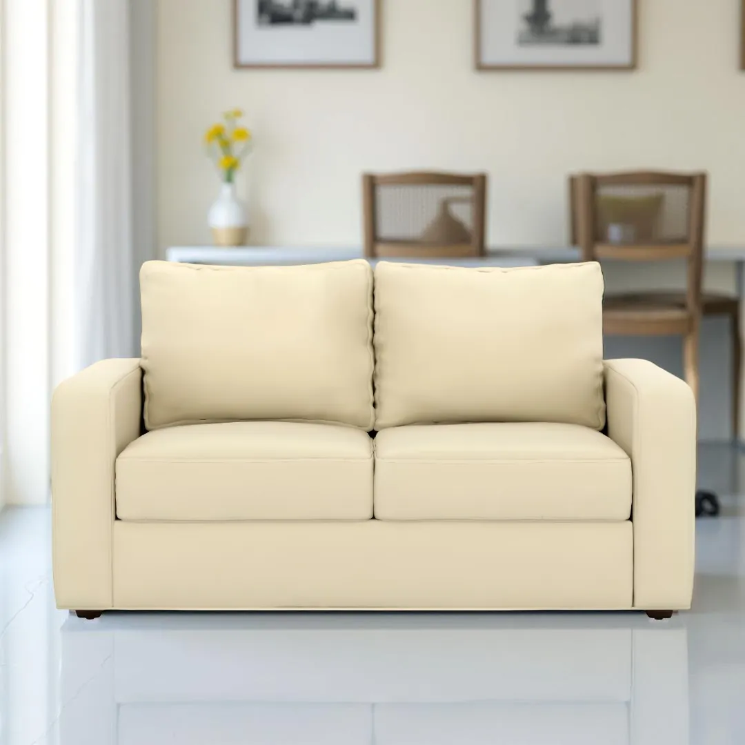 Camishia 2 Seater Sofa Cream Leather Fabric by Vassio