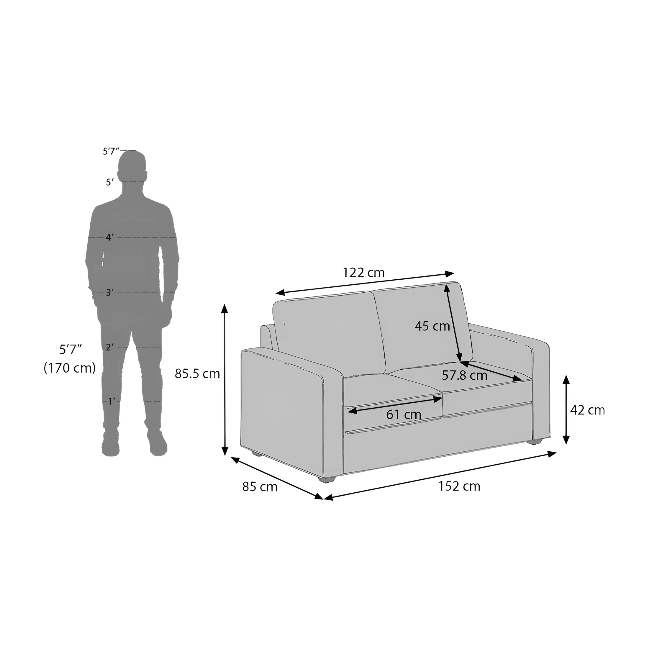 Camishia 2 Seater Sofa Leather Fabric by Vassio