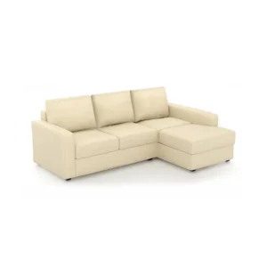 Camishia L Shape LHS Cream Leather Fabric Sofa by Vassio