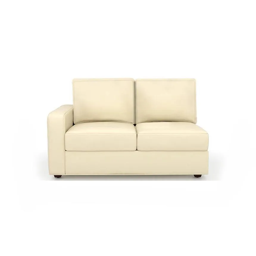 Camishia L Shape LHS Cream Leather Fabric Sofa by Vassio