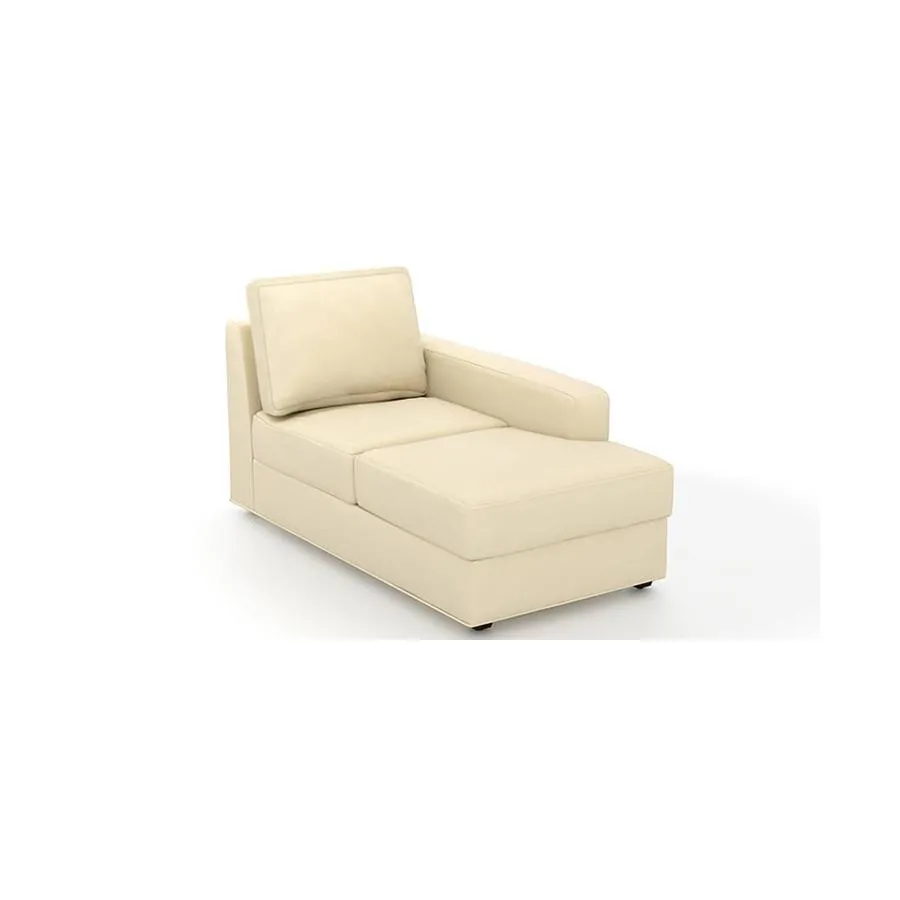 Camishia L Shape LHS Cream Leather Fabric Sofa by Vassio