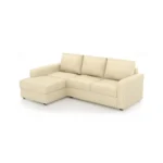 Camishia L Shape RHS Cream Leather Fabric Sofa by Vassio