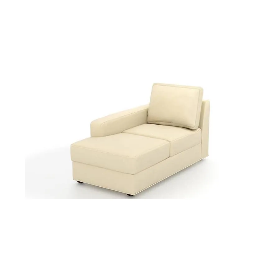 Camishia L Shape RHS Cream Leather Fabric Sofa by Vassio