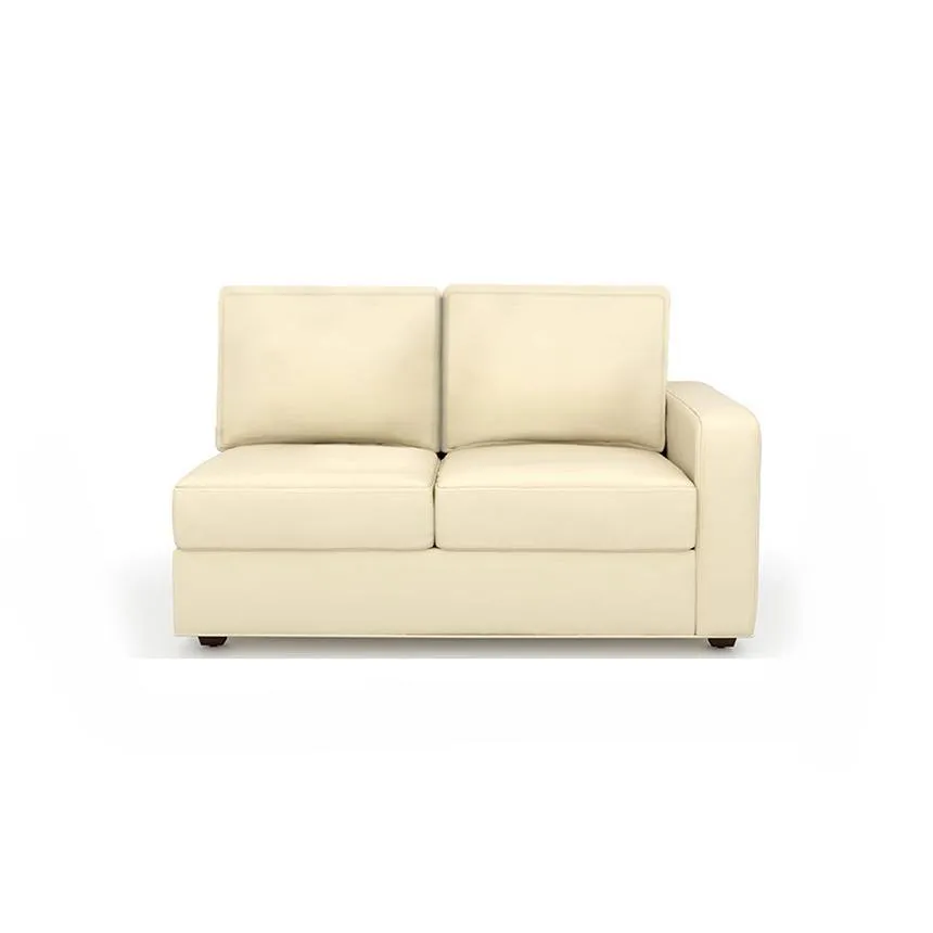Camishia L Shape RHS Cream Leather Fabric Sofa by Vassio