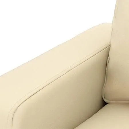 Camishia L Shape RHS Cream Leather Fabric Sofa by Vassio