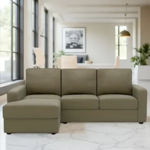 Camishia L Shape RHS Cappuccino Leather Fabric Sofa by Vassio