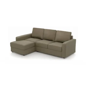 Camishia L Shape RHS Cappuccino Leather Fabric Sofa by Vassio