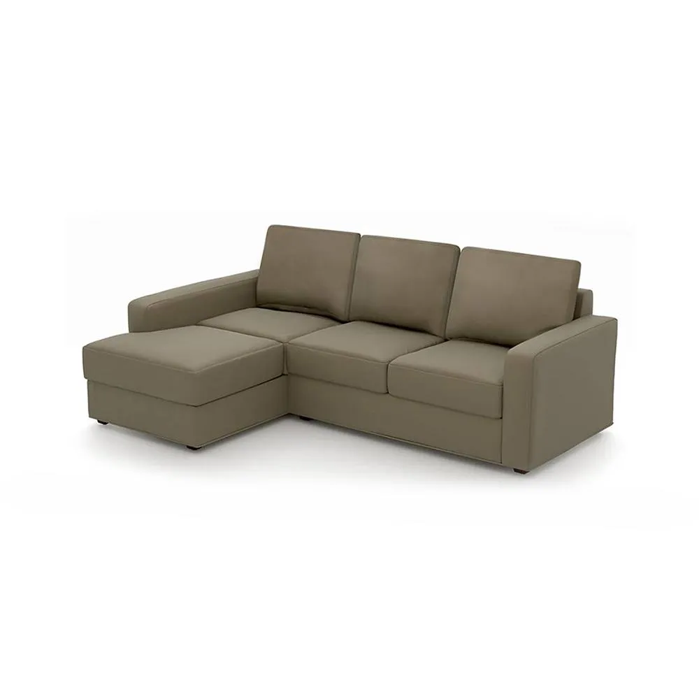 Camishia L Shape RHS Cappuccino Leather Fabric Sofa by Vassio