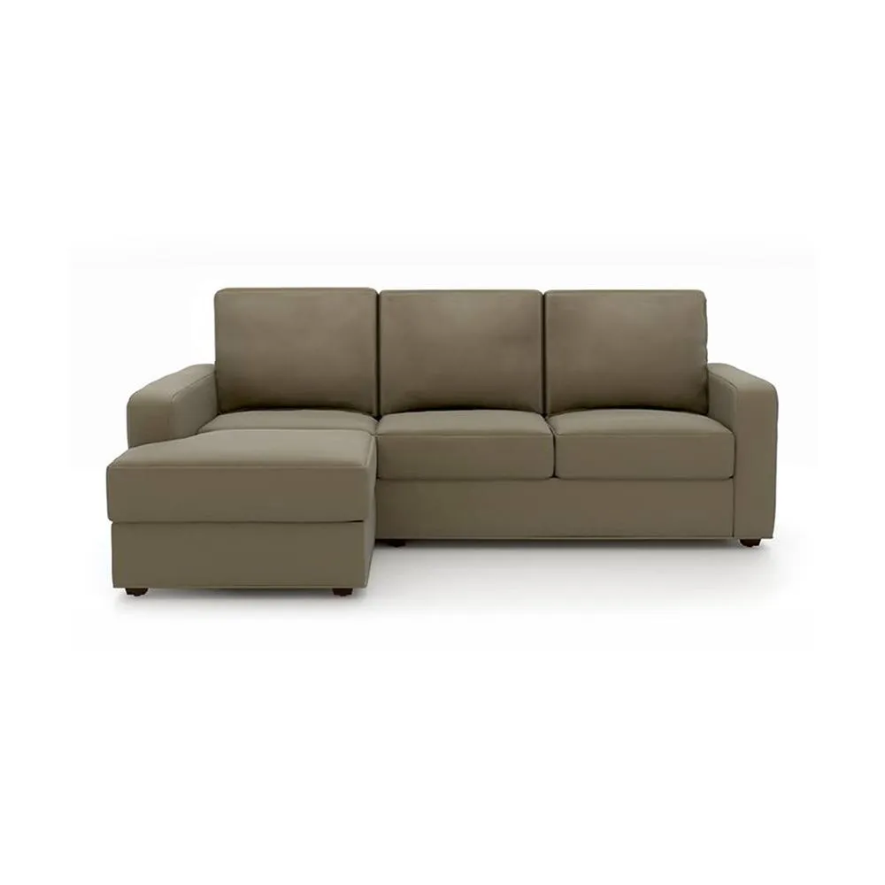 Camishia L Shape RHS Cappuccino Leather Fabric Sofa by Vassio