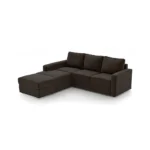 Camishia L Shape RHS Chocolate Leather Fabric Sofa by Vassio