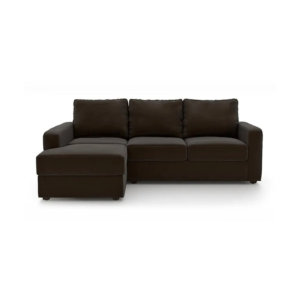 Camishia L Shape RHS Chocolate Leather Fabric Sofa by Vassio