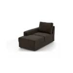 Camishia L Shape RHS Chocolate Leather Fabric Sofa by Vassio