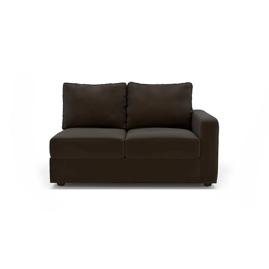 Camishia L Shape RHS Chocolate Leather Fabric Sofa by Vassio