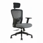 Erica High Back Office Chair Grey – Ergonomic Mesh Revolving Chair with Nylon Base by Vassio