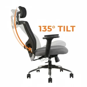 Erica High Back Grey Office Chair – Ergonomic Mesh Revolving Chair with Chrome Base by Vassio