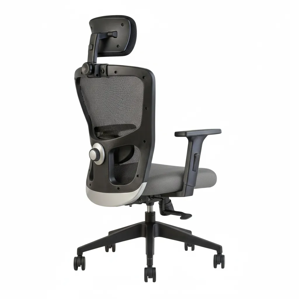 Erica High Back Office Chair Grey 5 Erica High Back Office Chair Grey – Ergonomic Mesh Revolving Chair with Nylon Base by Vassio