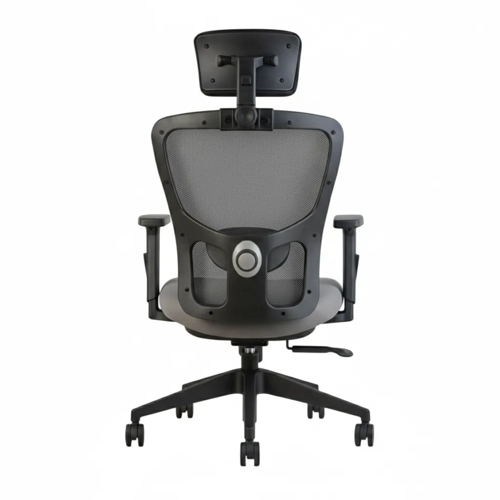Erica High Back Office Chair Grey 6 Erica High Back Office Chair Grey – Ergonomic Mesh Revolving Chair with Nylon Base by Vassio
