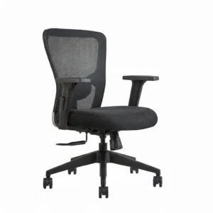 Erica Mid Back Black Office Chair – Ergonomic Mesh Revolving Chair with Nylon Base by Vassio