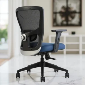 Erica Mid Back Blue Revolving Chair – Ergonomic Mesh Office Chair with Nylon Base by Vassio