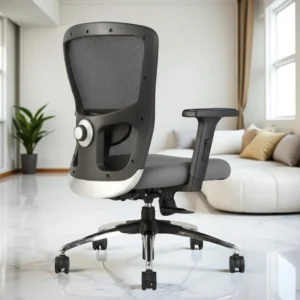 Erica Grey Mid Back Desk Chair for Office – Ergonomic Mesh Chrome Base Chair by Vassio