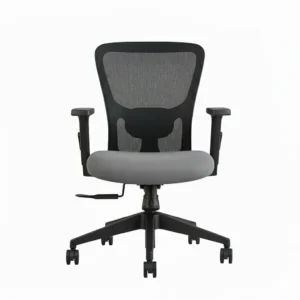 Erica Mid Back Grey Revolving Chair – Ergonomic Mesh Office Chair with Nylon Base by Vassio