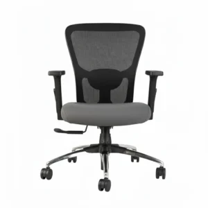 Erica Grey Mid Back Desk Chair for Office – Ergonomic Mesh Chrome Base Chair by Vassio