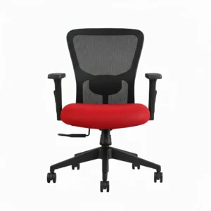 Erica Mid Back Red Revolving Chair – Ergonomic Mesh Office Chair with Nylon Base by Vassio