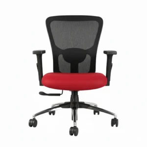 Erica Red Mid Back Desk Chair for Office – Ergonomic Mesh Chrome Base Chair by Vassio