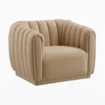 Kaira 1 Seater Sofa Beige Fabric – Contemporary Velvet Accent Chair