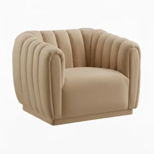 Kaira 1 Seater Sofa Beige Fabric – Contemporary Velvet Accent Chair
