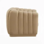 Kaira 1 Seater Sofa Beige Fabric – Contemporary Velvet Accent Chair