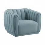Kaira 1 Seater Sofa Blue Fabric – Contemporary Velvet Accent Chair