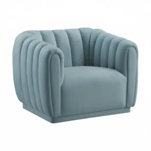 Kaira 1 Seater Sofa Blue Fabric – Contemporary Velvet Accent Chair