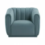Kaira 1 Seater Sofa Blue Fabric – Contemporary Velvet Accent Chair