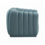 Kaira 1 Seater Sofa Blue Fabric – Contemporary Velvet Accent Chair