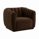 Kaira 1 Seater Sofa Brown Fabric – Contemporary Velvet Accent Chair