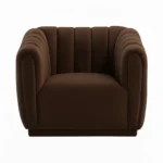 Kaira 1 Seater Sofa Brown Fabric – Contemporary Velvet Accent Chair