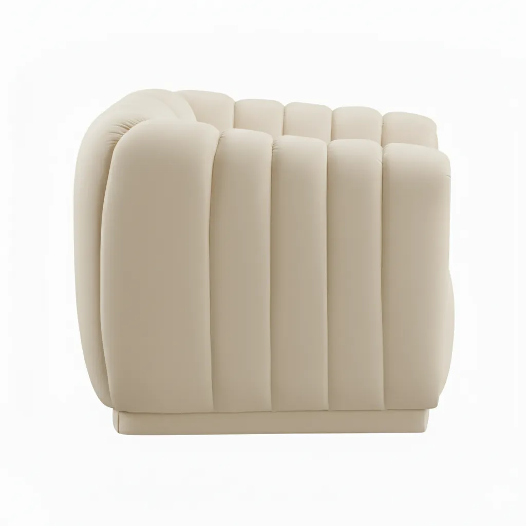 Kaira 1 Seater Sofa Cream Fabric – Velvet Accent Chair by Vassio