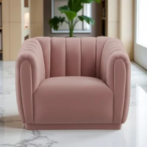Kaira 1 Seater Sofa Pink Fabric – Contemporary Velvet Accent Chair