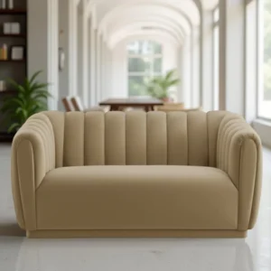 Kaira 2 Seater Sofa Beige – Contemporary Velvet Loveseat by Vassio