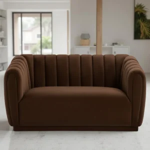 Kaira 2 Seater Sofa Brown – Contemporary Velvet Loveseat by Vassio