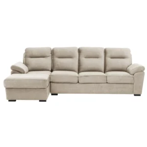 Ojas RHS Sofa Set Beige premium fabric L shape sofa by Vassio