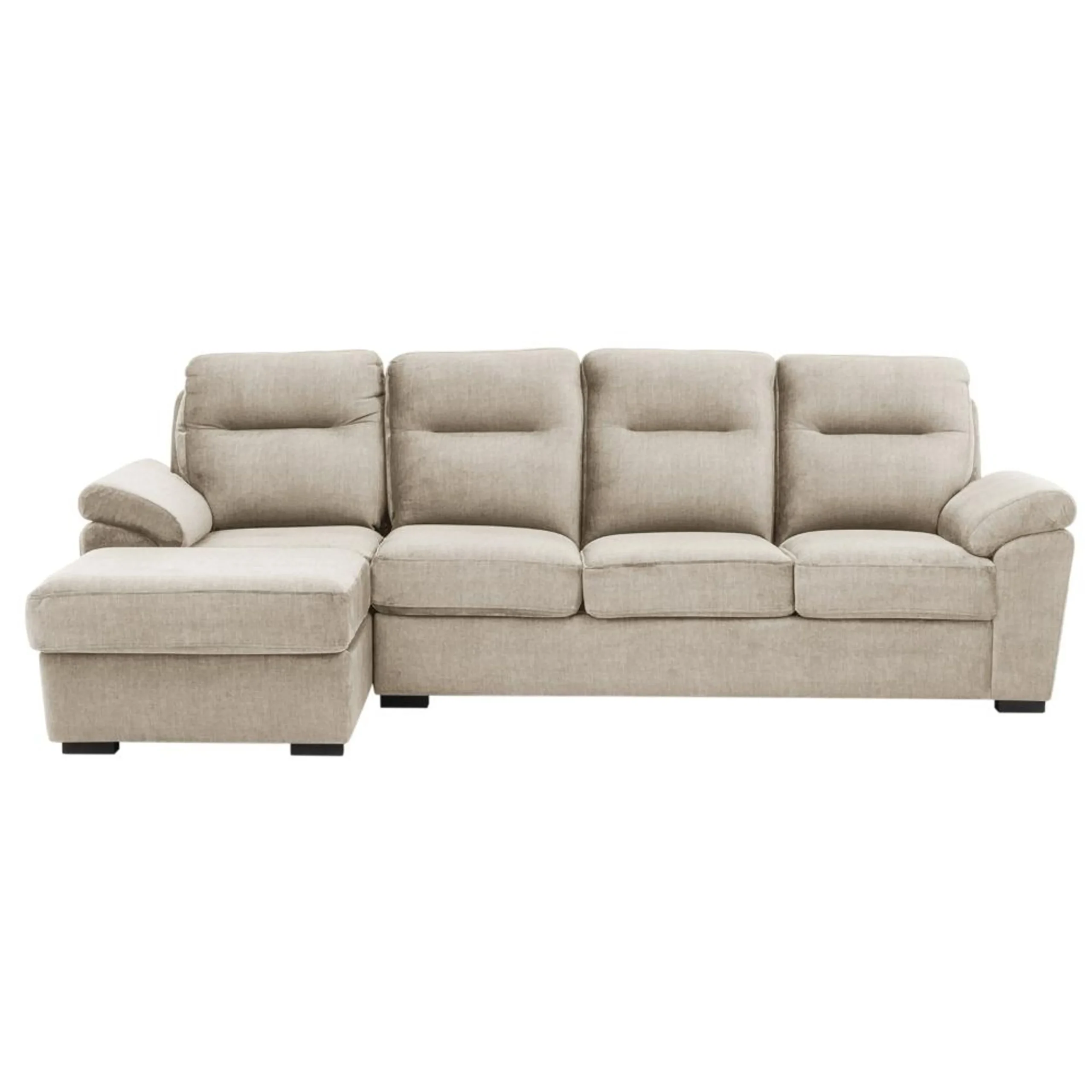 Ojas RHS Sofa Set Beige premium fabric L shape sofa by Vassio