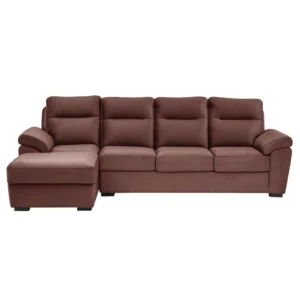 Ojas RHS Sofa Set Brown premium fabric L shape sofa by Vassio