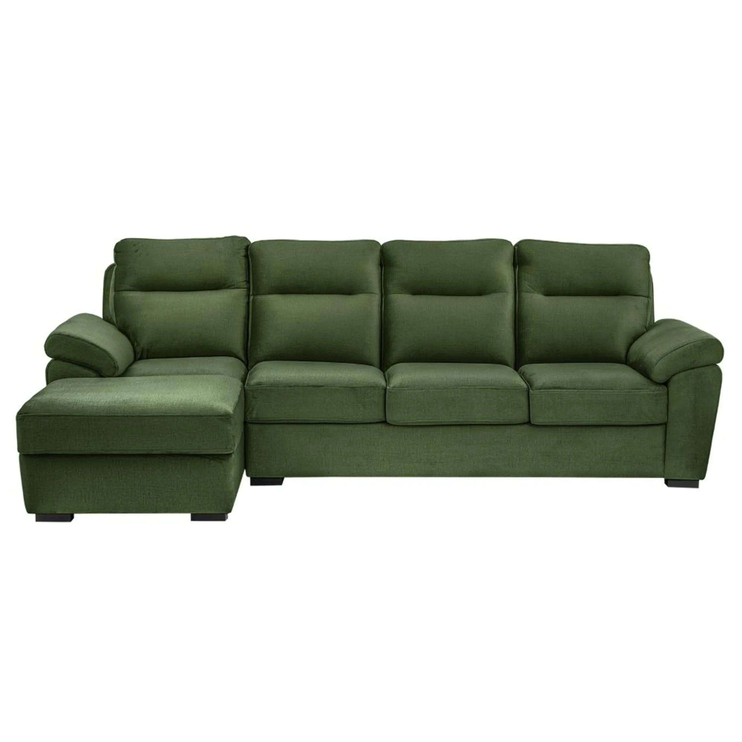 Ojas RHS Sofa Set Green premium fabric L shape sofa by Vassio