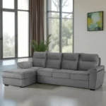 Ojas RHS Sofa Set Grey premium fabric L shape sofa by Vassio