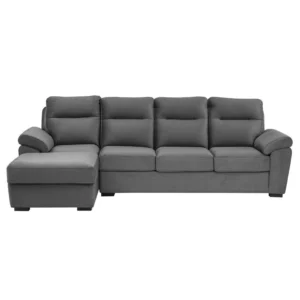 Ojas RHS Sofa Set Grey premium fabric L shape sofa by Vassio