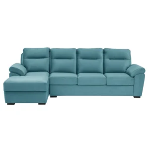 Ojas RHS Sofa Set Light Blue premium fabric L shape sofa by Vassio