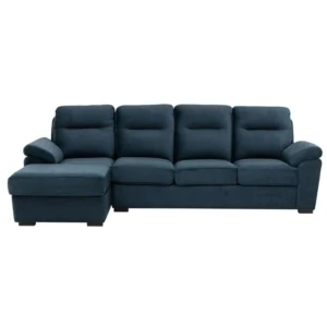 Ojas RHS Sofa Set Navy Blue premium fabric L shape sofa by Vassio